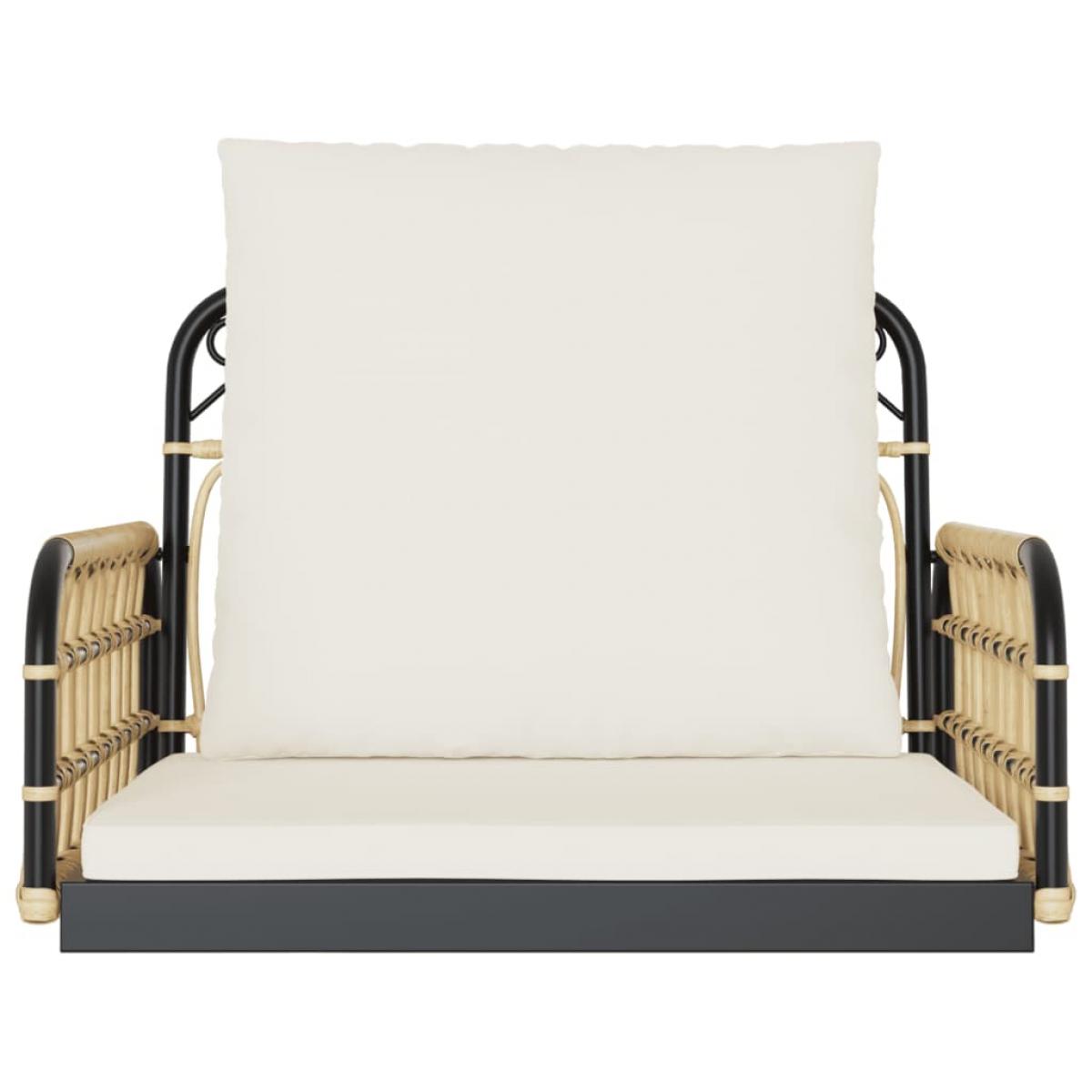 Silla columpio con cojines ratán sintético y acero 63x58x39 cm