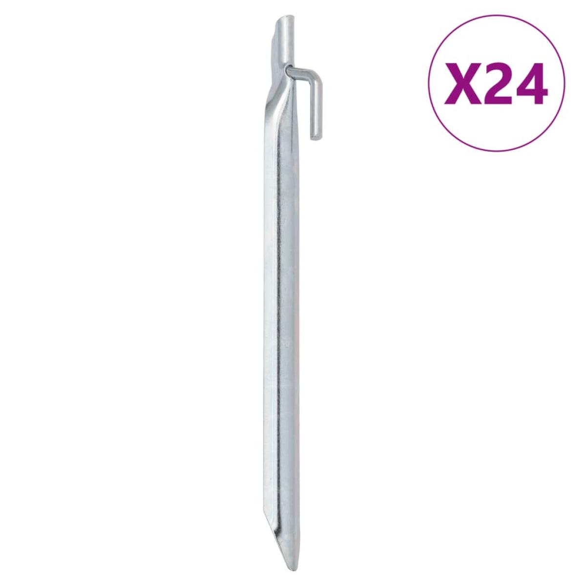 Clavijas de tienda forma V 24 uds acero galvanizado 24 cm Ø20mm
