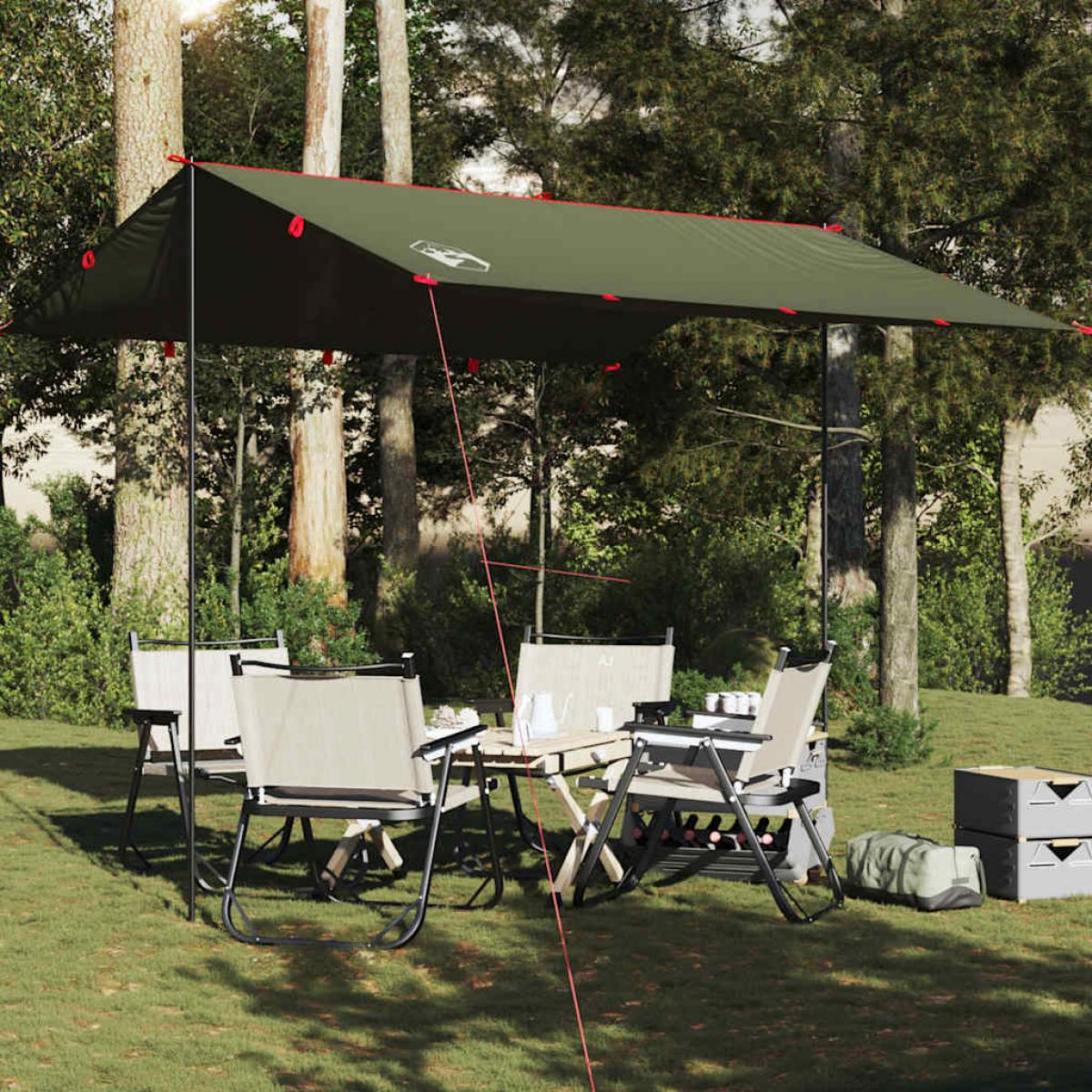 Lona de camping impermeable verde oliva 306x306 cm