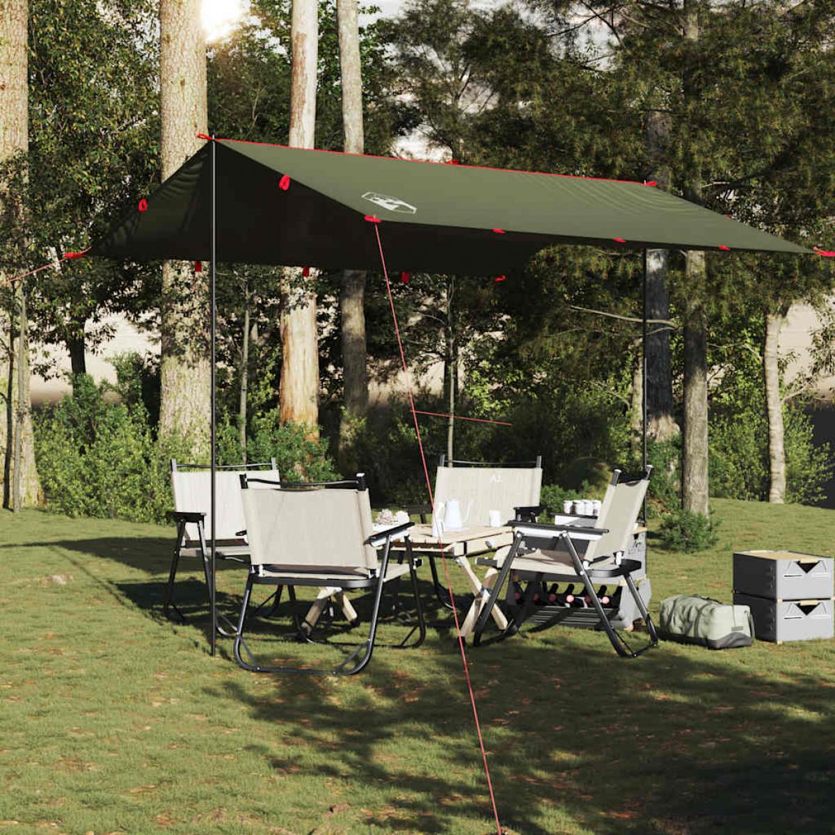 Lona de camping impermeable verde oliva 306x306 cm