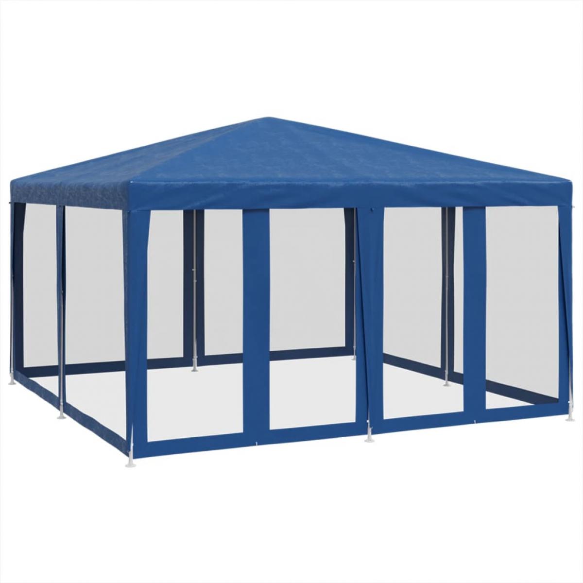 Carpa para fiestas con 8 paredes de malla HDPE azul 4x4 m