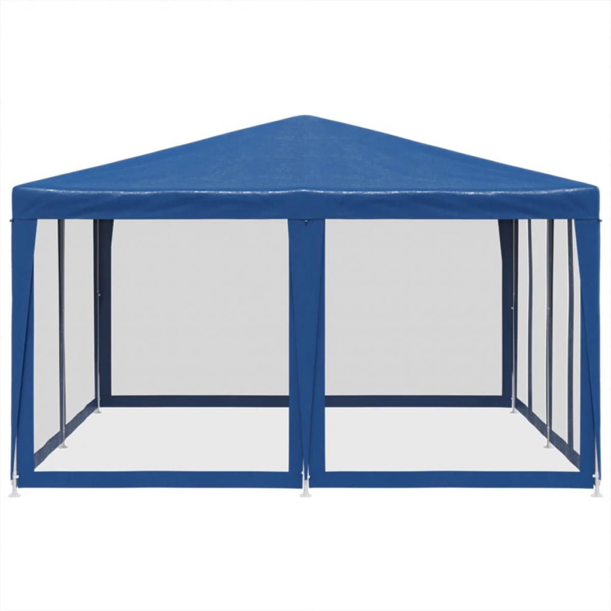 Carpa para fiestas con 8 paredes de malla HDPE azul 4x4 m
