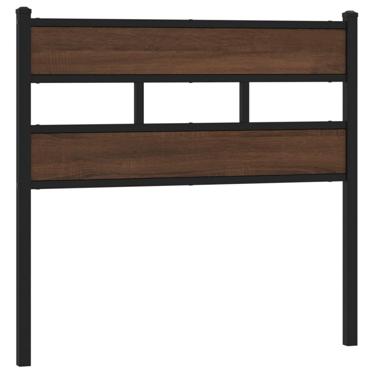 Cabecero de acero y madera de ingeniería marrón roble 75 cm