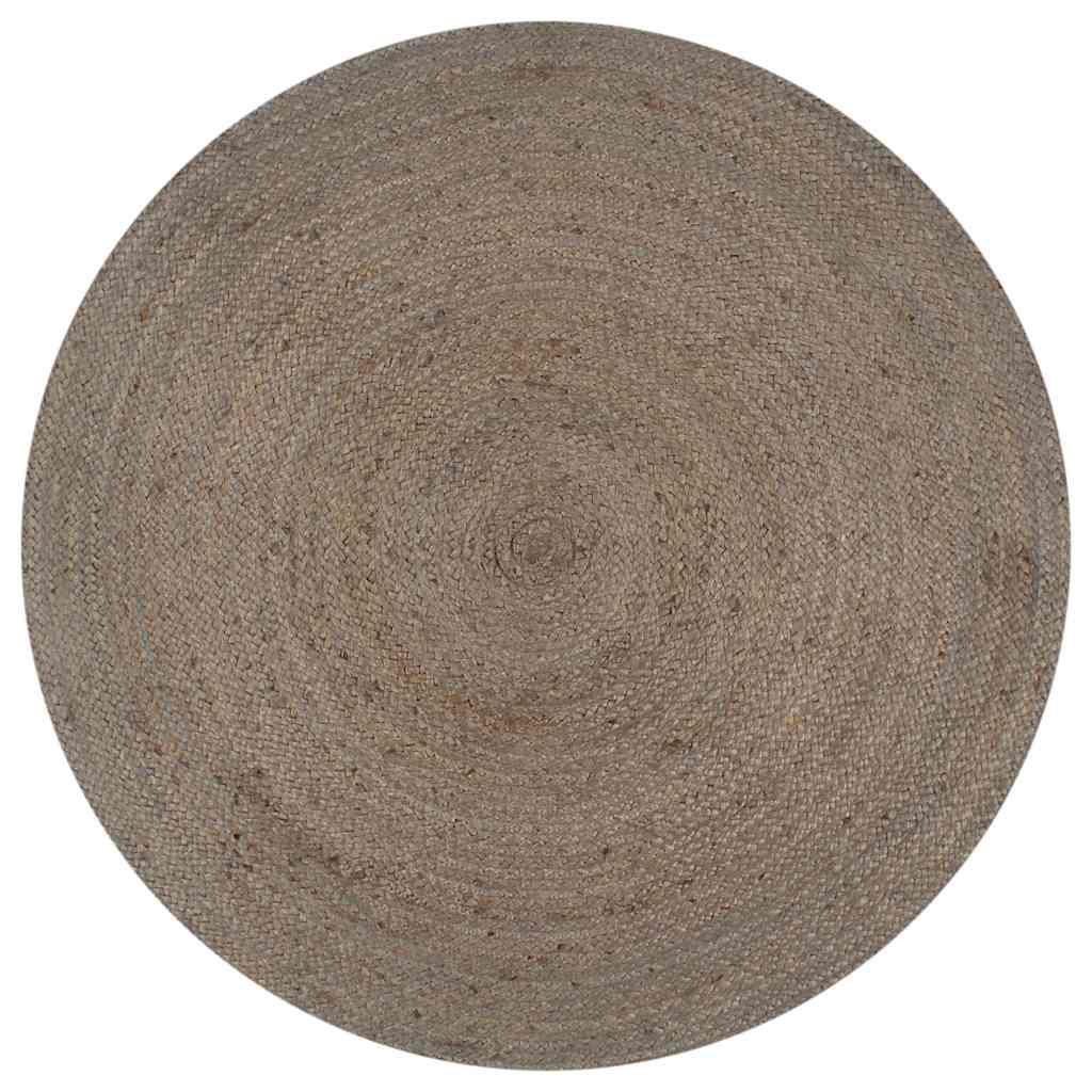 Alfombra de yute tejida a mano redonda gris oscuro 240 cm