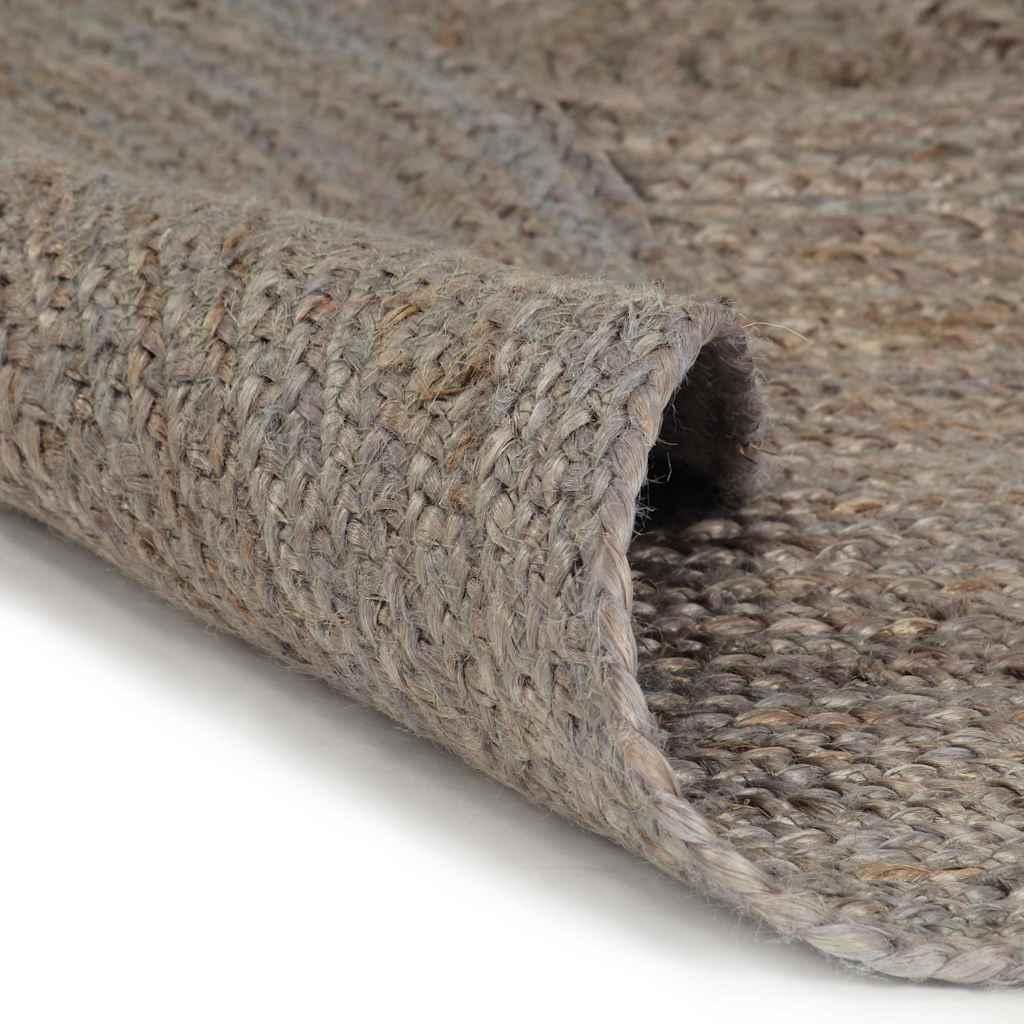 Alfombra de yute tejida a mano redonda gris oscuro 240 cm