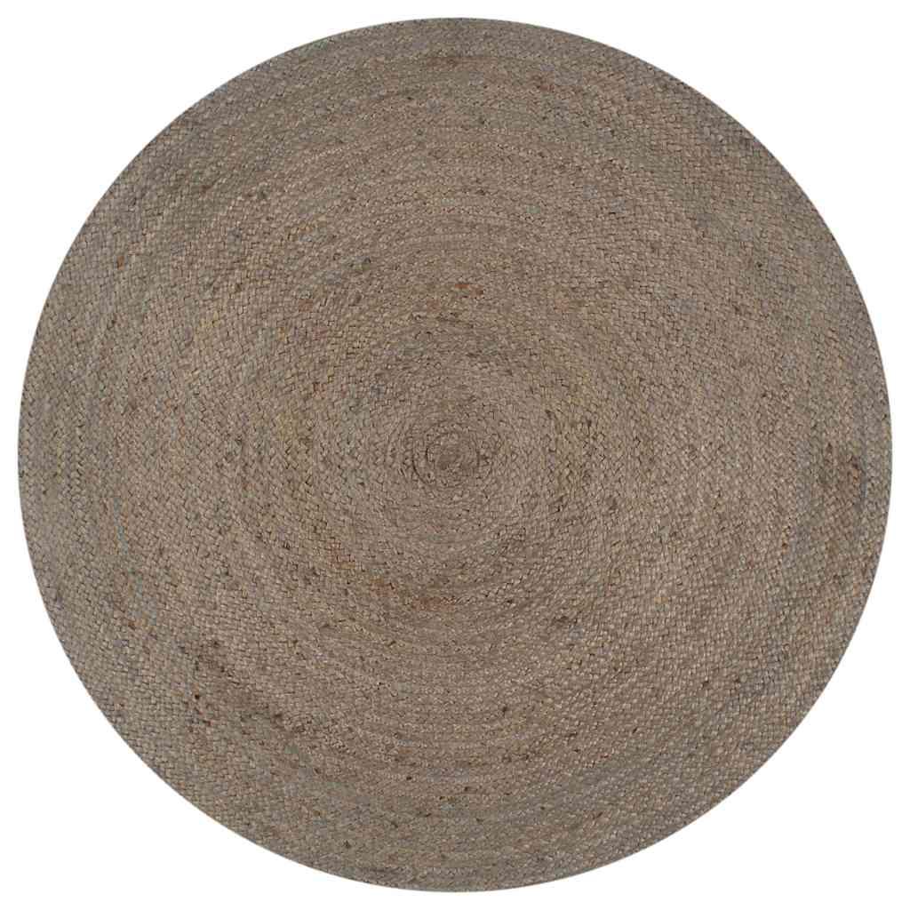 Alfombra de yute tejida a mano redonda gris oscuro 240 cm