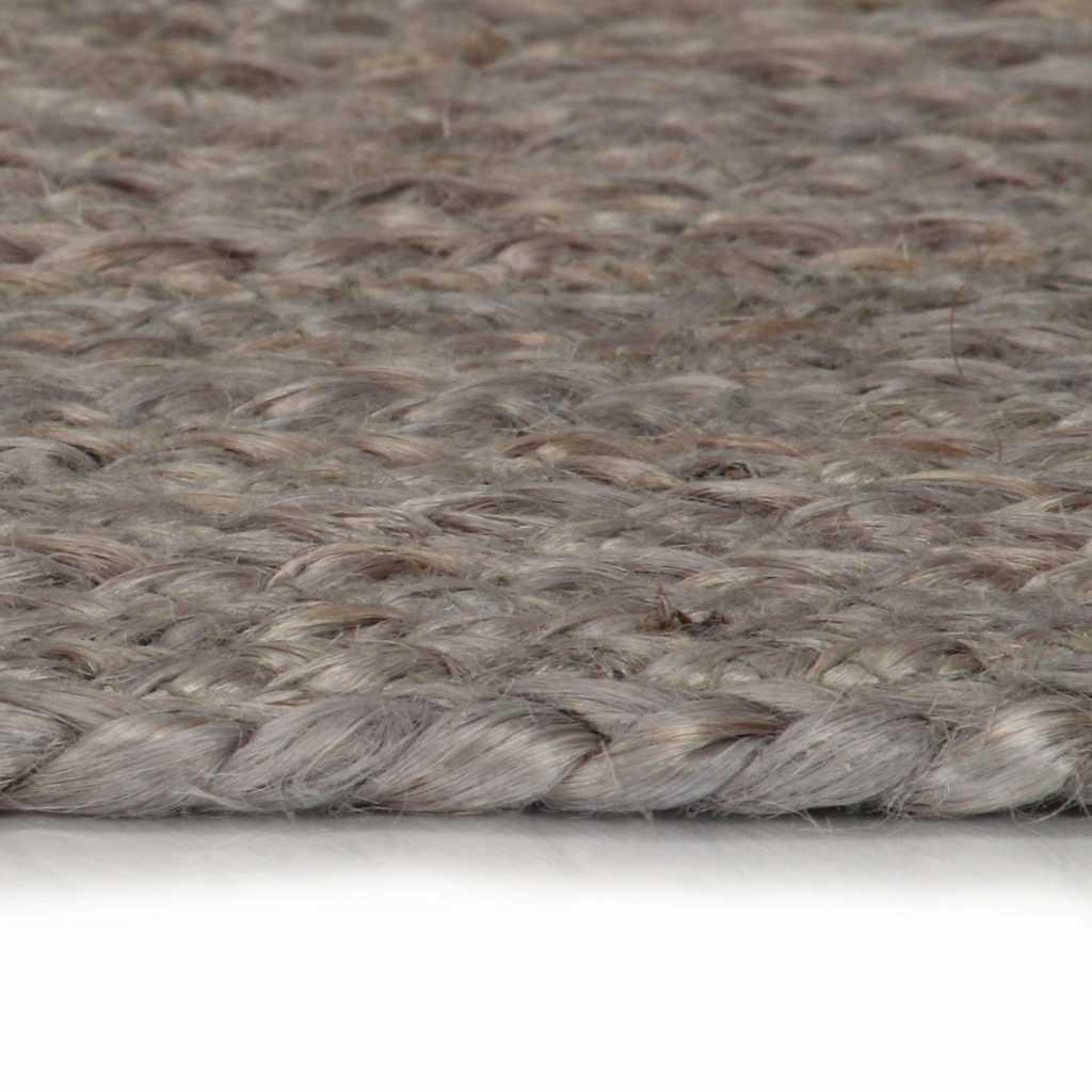 Alfombra de yute tejida a mano redonda gris oscuro 240 cm