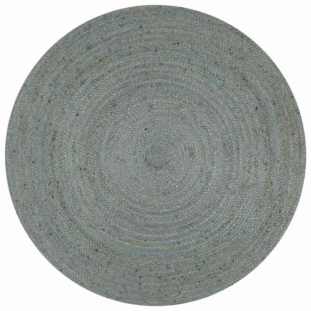 Alfombra de yute tejida a mano redonda verde oliva 120 cm