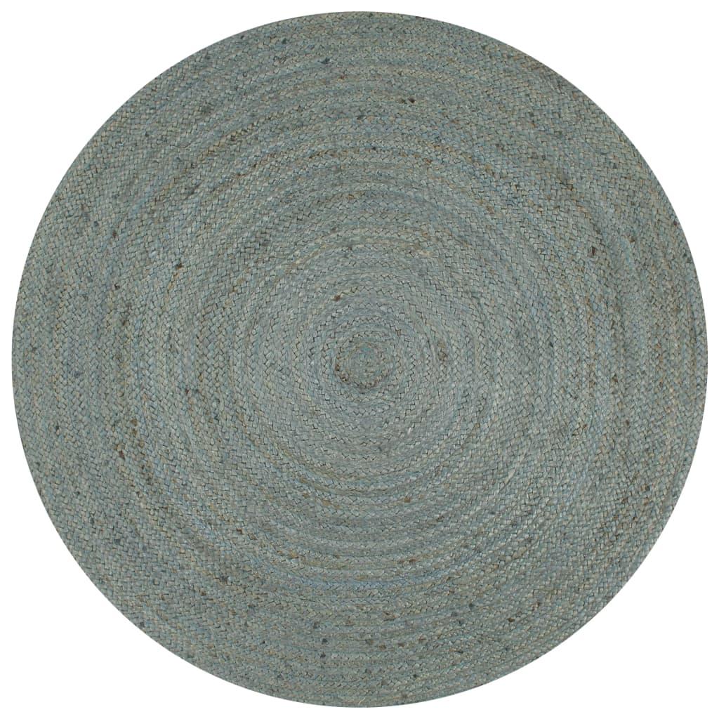 Alfombra de yute tejida a mano redonda verde oliva 120 cm