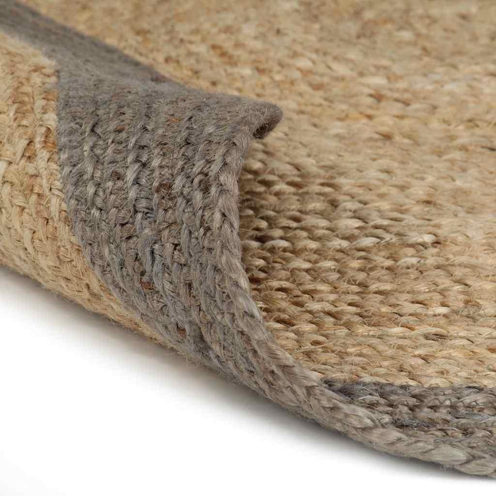 Alfombra hecha a mano de yute con borde gris oscuro 120 cm