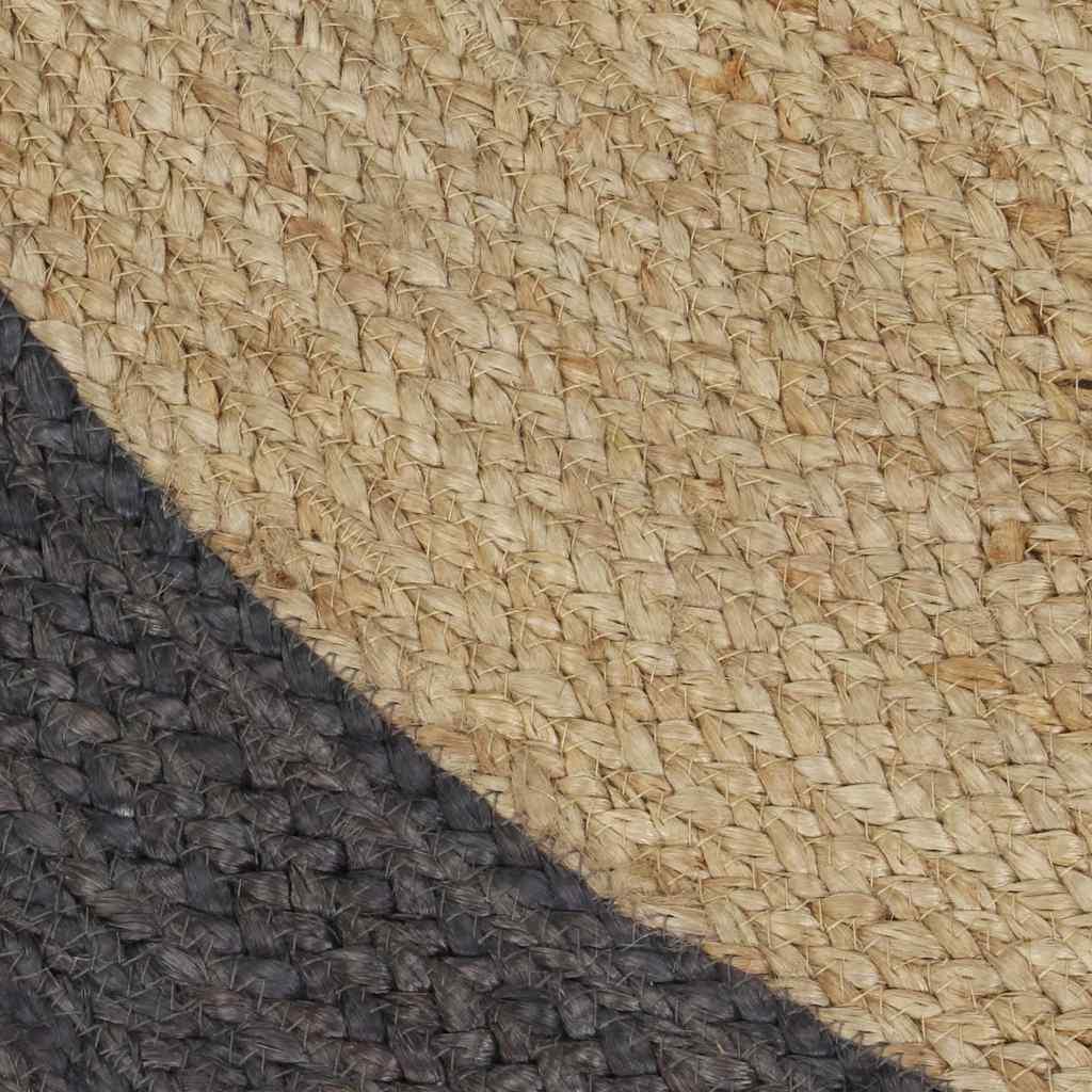 Alfombra hecha a mano de yute con borde gris oscuro 120 cm