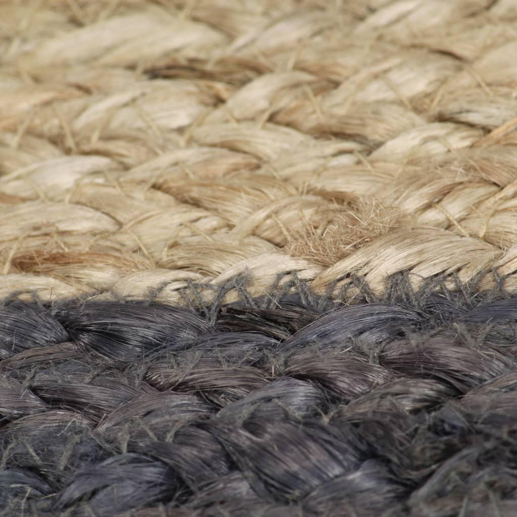 Alfombra hecha a mano de yute con borde gris oscuro 120 cm