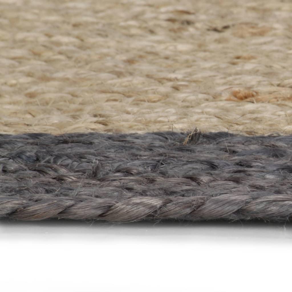 Alfombra hecha a mano de yute con borde gris oscuro 120 cm