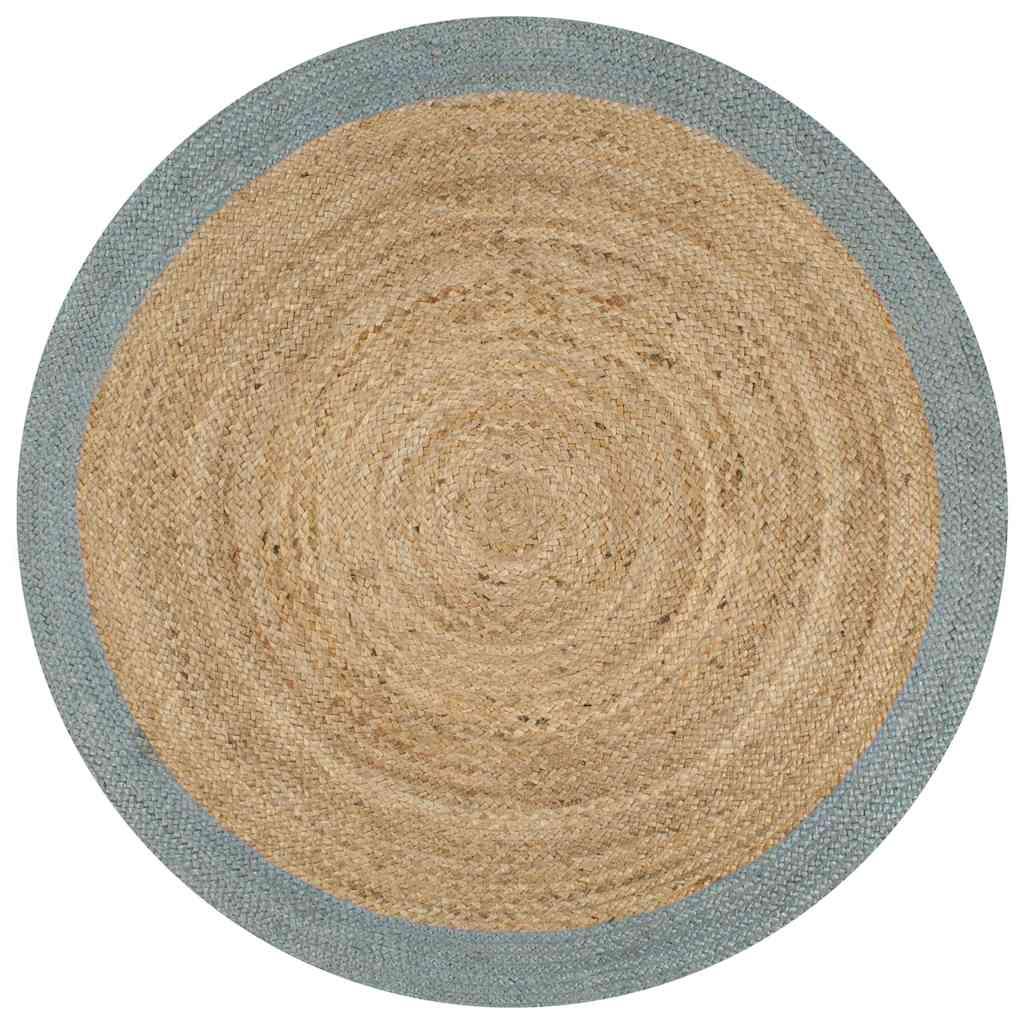 Alfombra hecha a mano de yute con borde verde oliva 240 cm