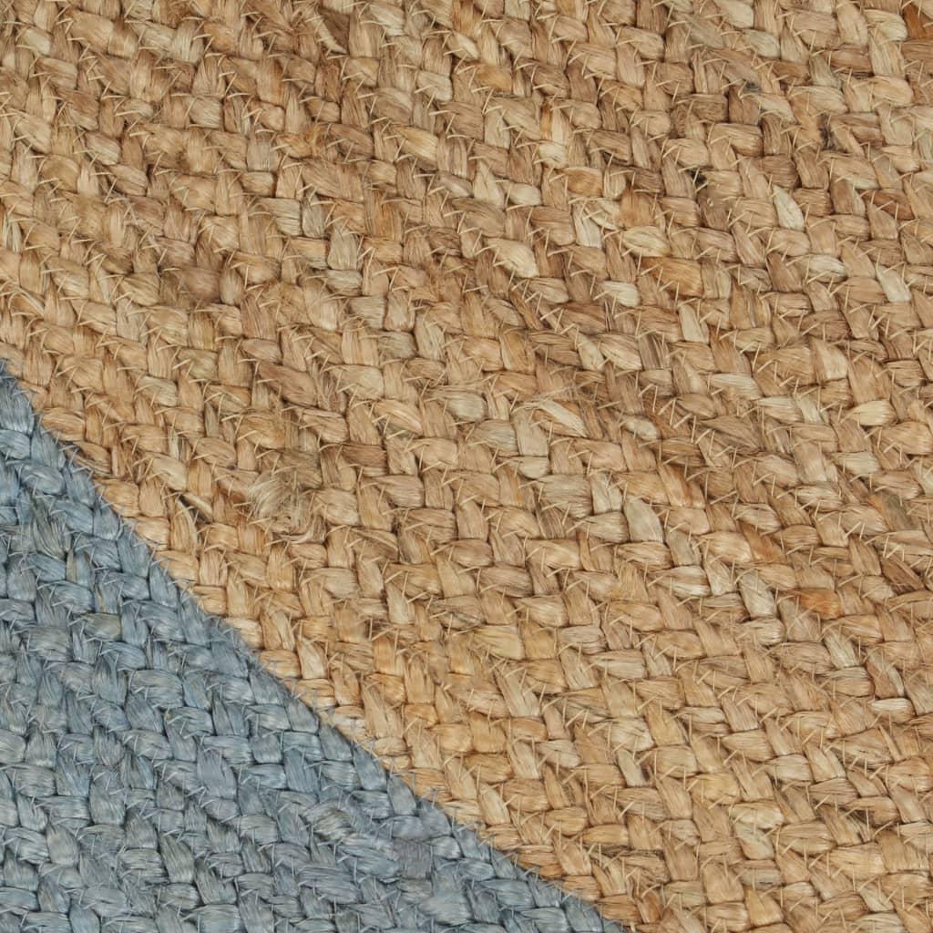 Alfombra hecha a mano de yute con borde verde oliva 210 cm