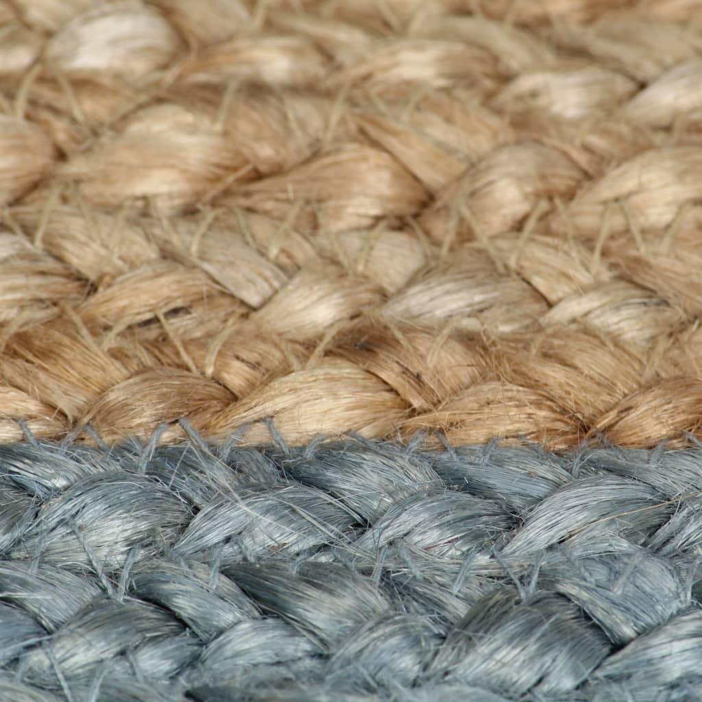 Alfombra hecha a mano de yute con borde verde oliva 210 cm