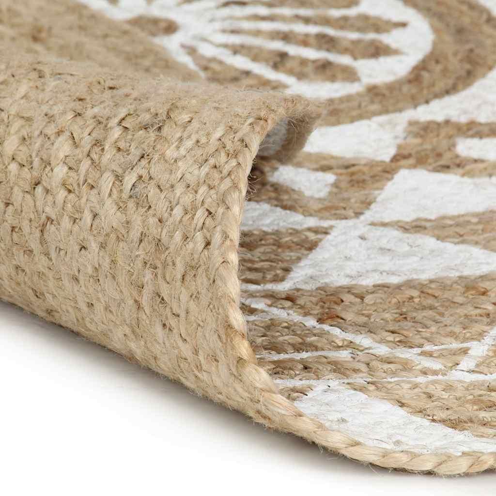 Alfombra de yute tejida a mano estampado marrón oscuro 150 cm