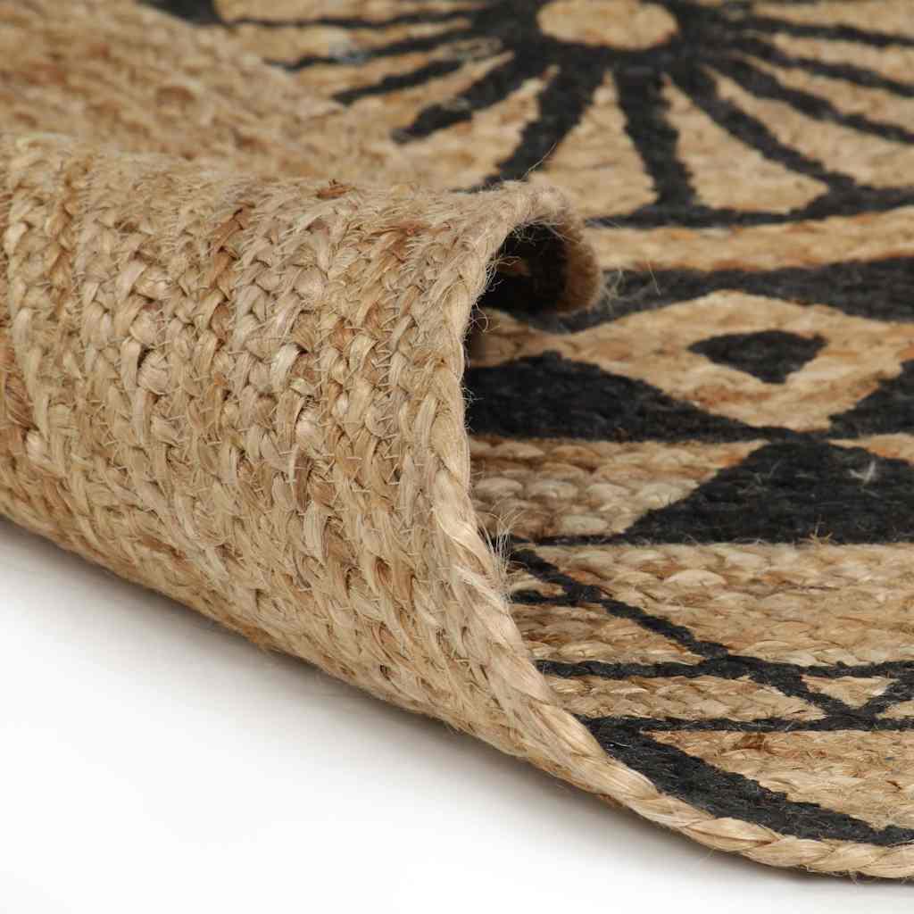 Alfombra de yute tejida a mano estampado marrón oscuro 150 cm
