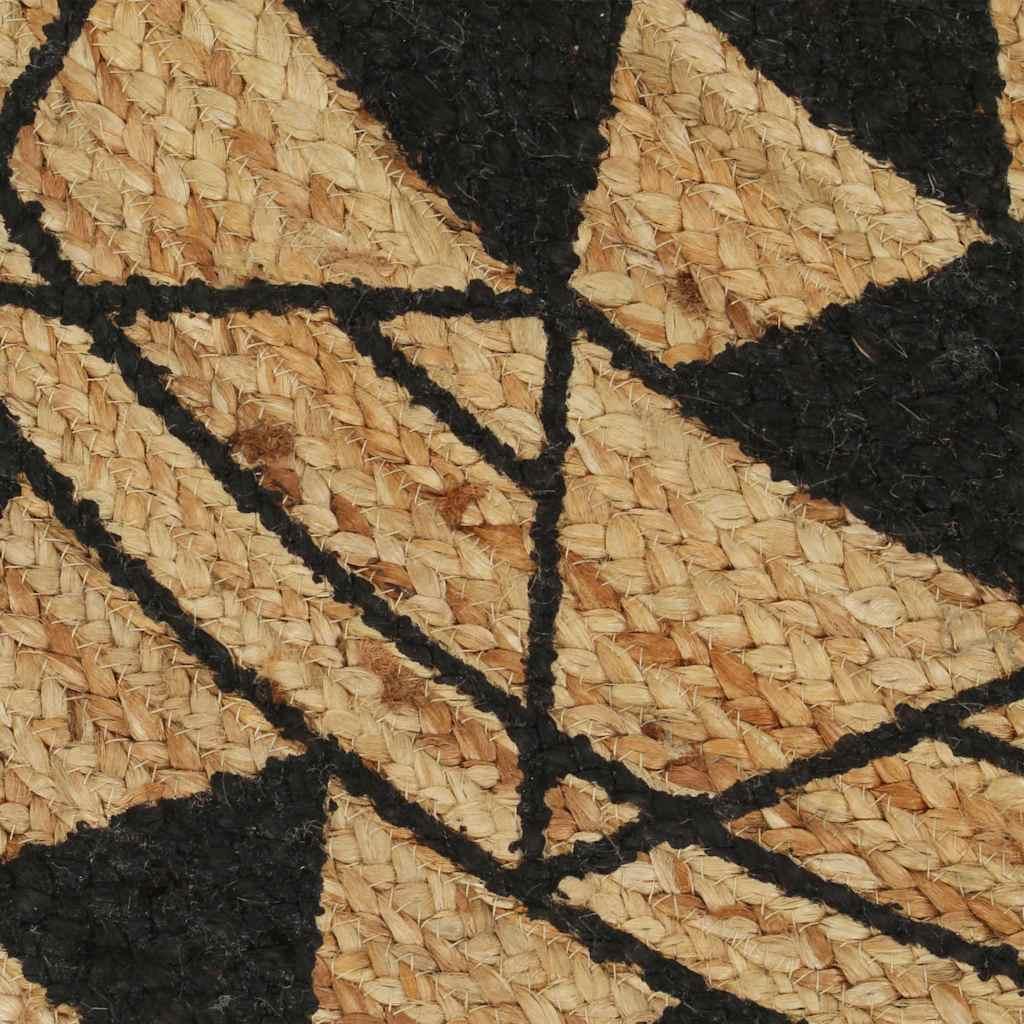 Alfombra de yute tejida a mano estampado marrón oscuro 150 cm