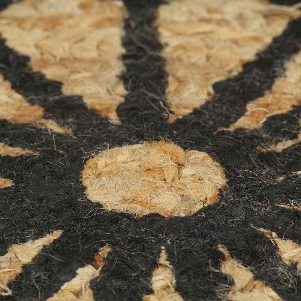 Alfombra de yute tejida a mano estampado marrón oscuro 150 cm