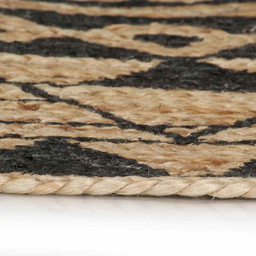 Alfombra de yute tejida a mano estampado marrón oscuro 150 cm