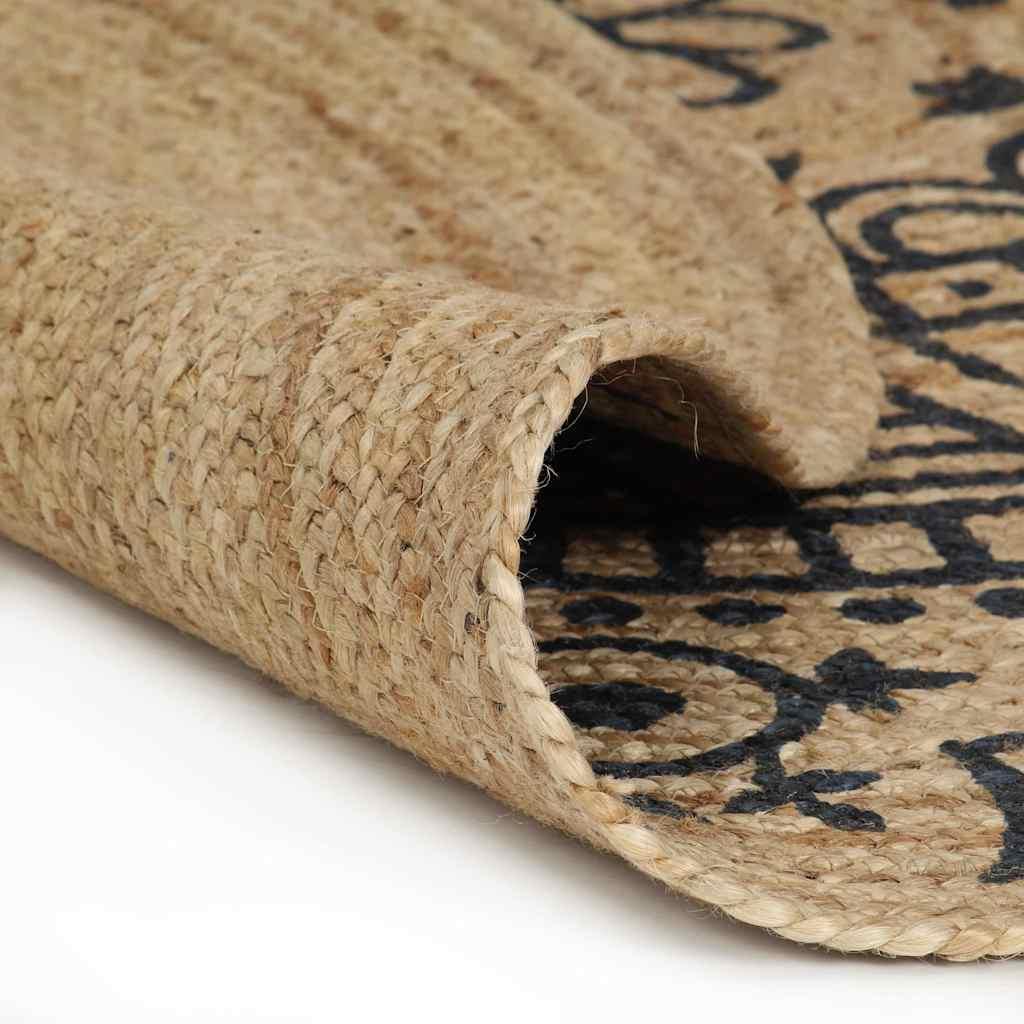 Alfombra de yute tejida a mano estampado marrón oscuro 120 cm