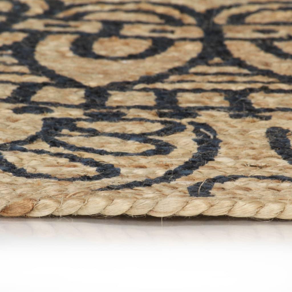 Alfombra de yute tejida a mano estampado marrón oscuro 120 cm