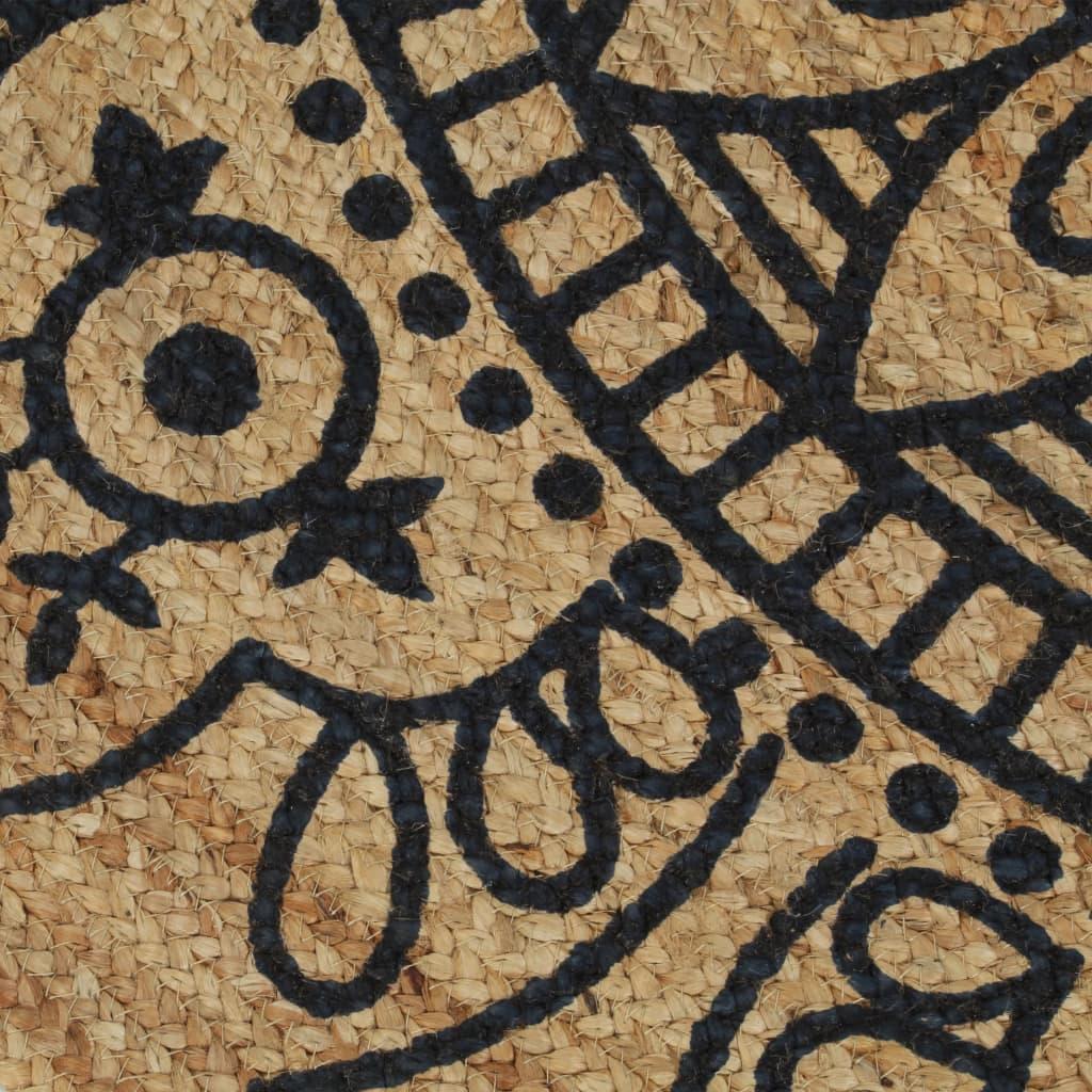 Alfombra de yute tejida a mano estampado marrón oscuro 120 cm