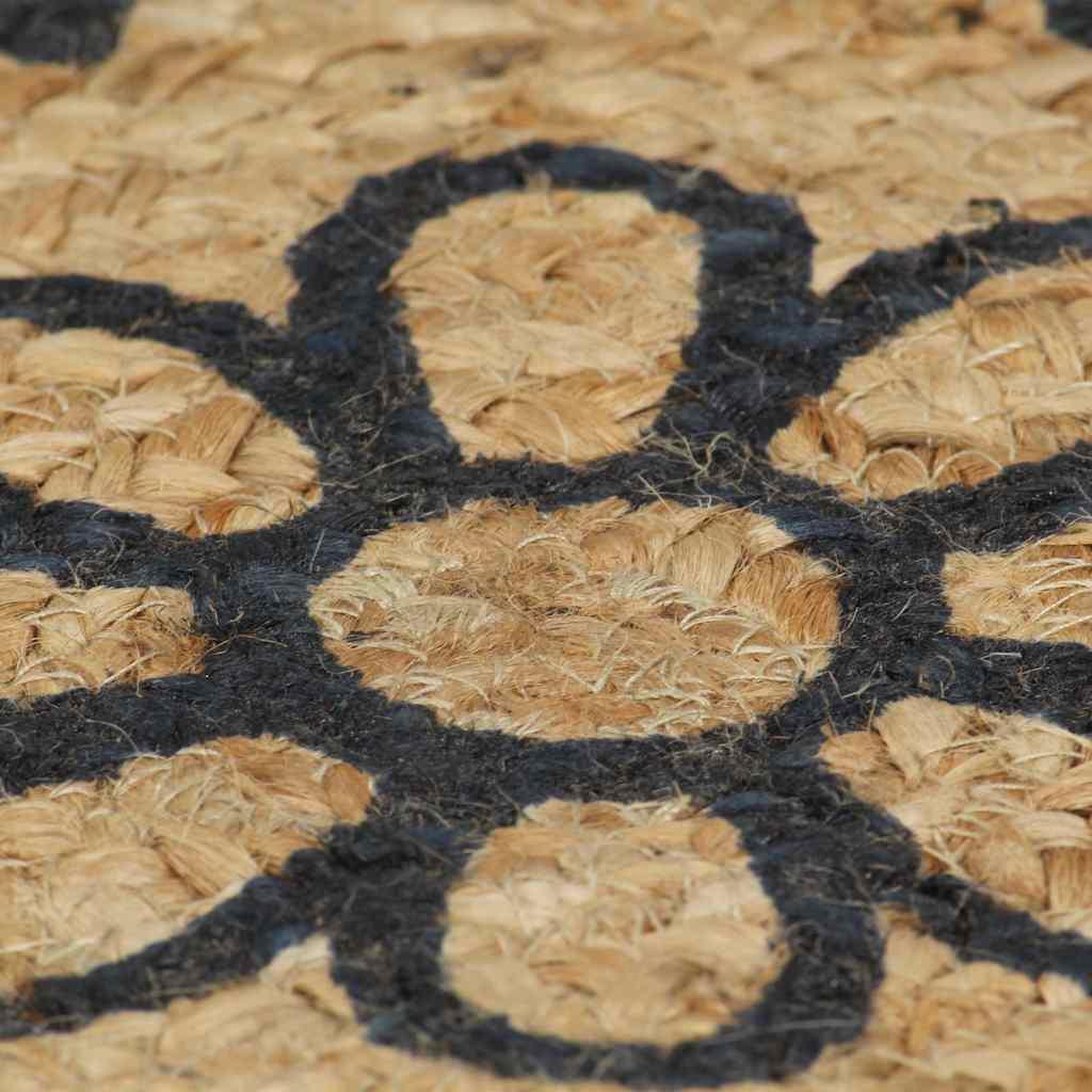 Alfombra de yute tejida a mano estampado marrón oscuro 120 cm