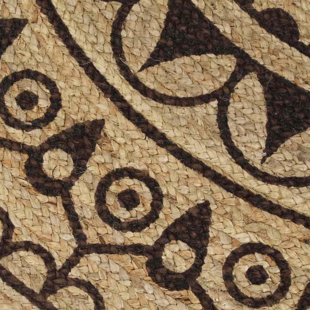 Alfombra de yute tejida a mano estampado marrón oscuro 120 cm