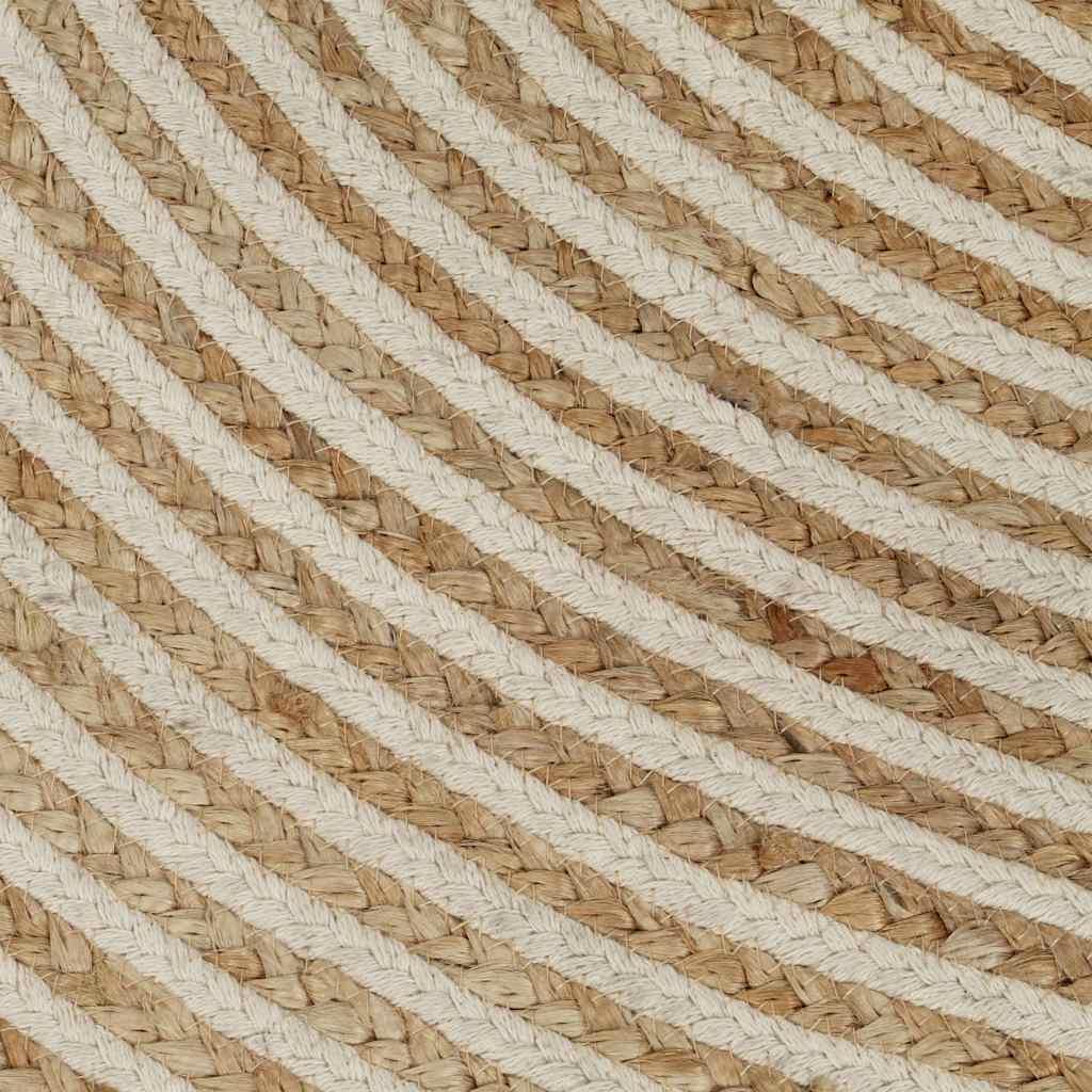 Alfombra de yute tejida a mano diseño espiral blanco 120 cm