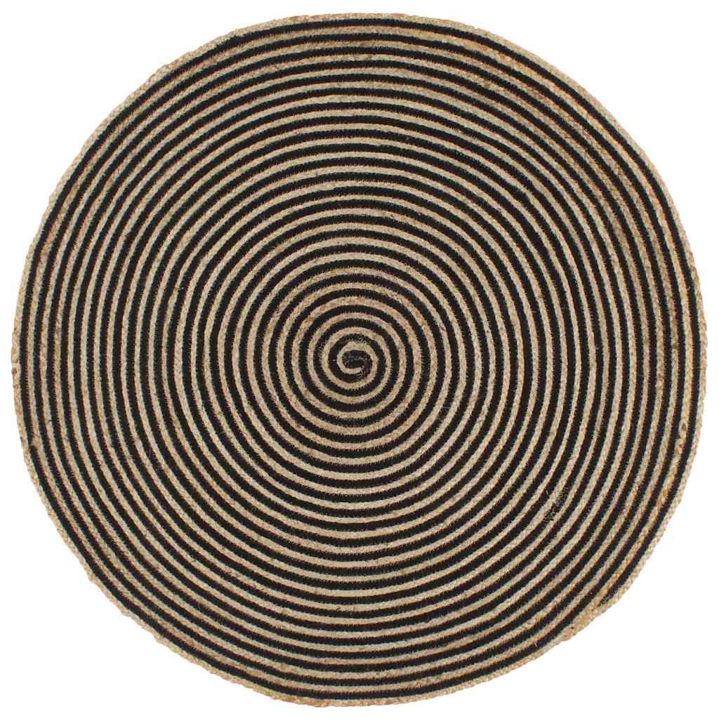 Alfombra de yute tejida a mano diseño espiral blanco 150 cm