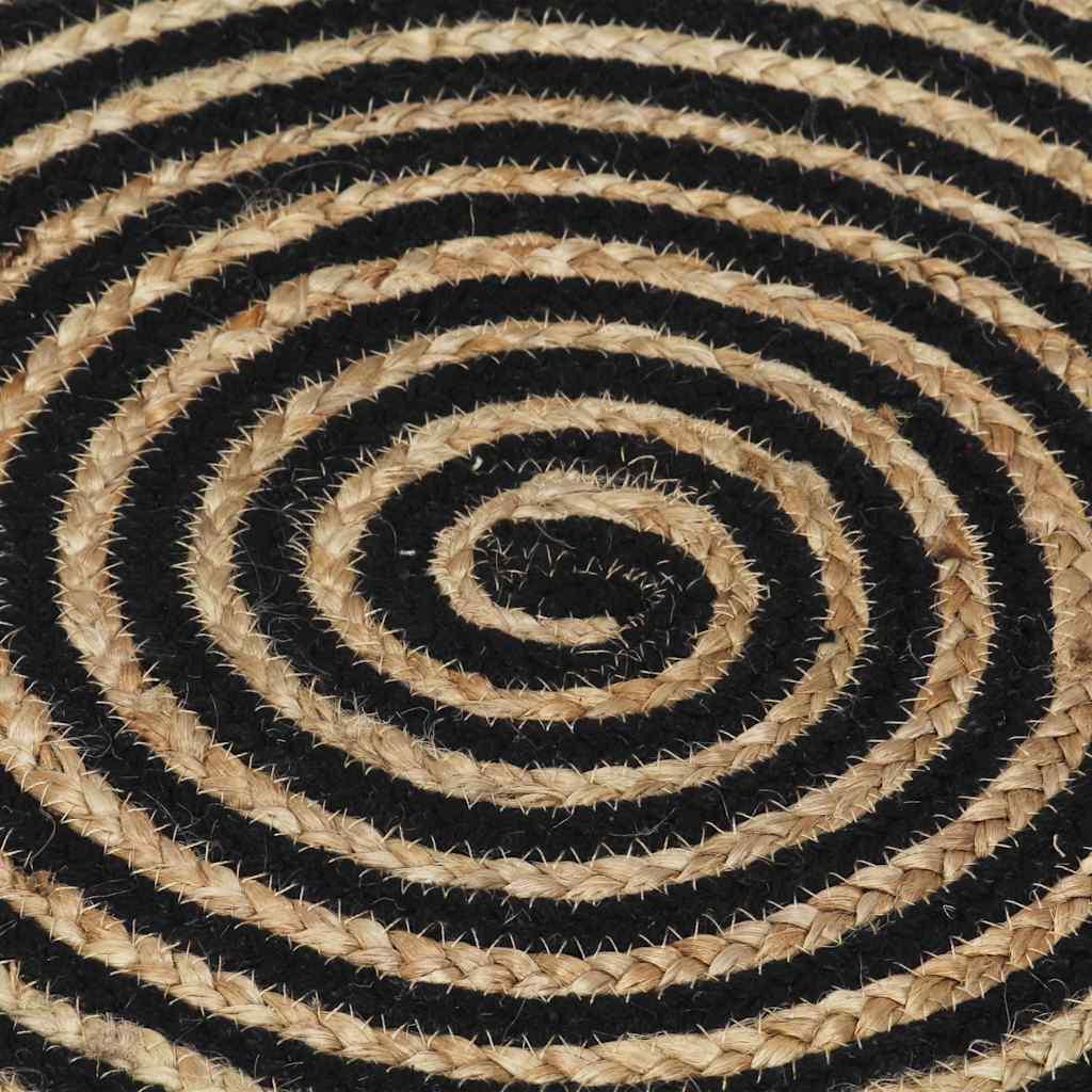 Alfombra de yute tejida a mano diseño espiral blanco 150 cm