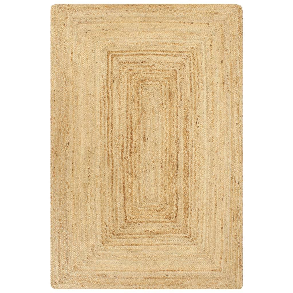 Alfombra de yute tejida a mano blanco y natural 90 cm