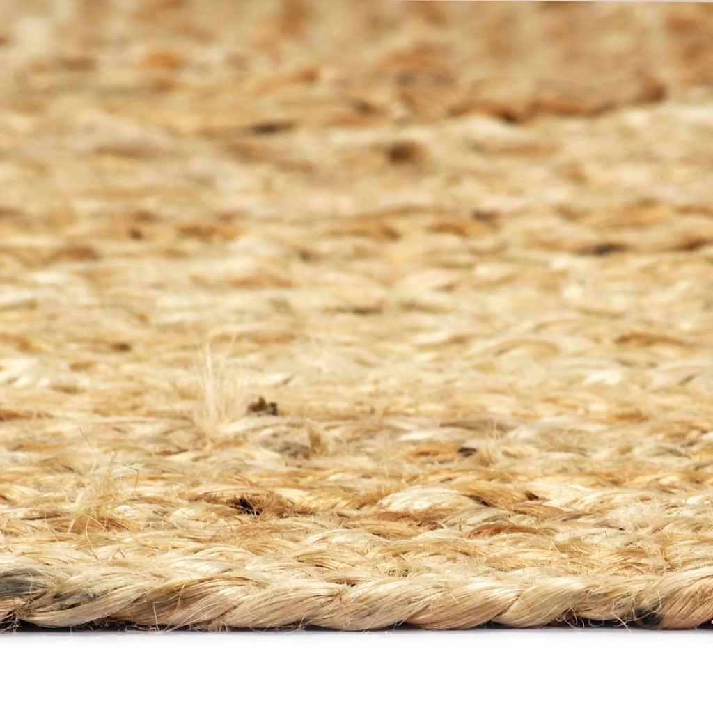 Alfombra de yute tejida a mano blanco y natural 90 cm