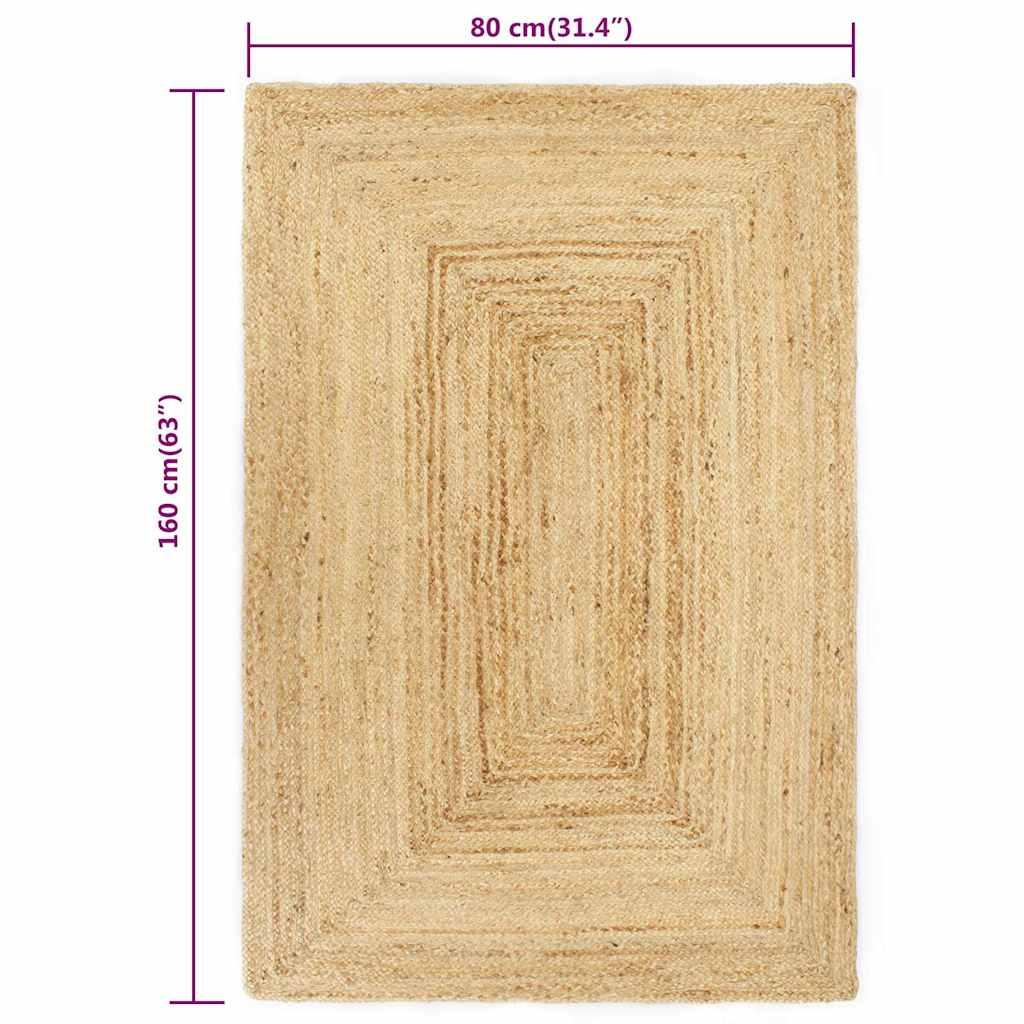Alfombra de yute tejida a mano blanco y natural 90 cm