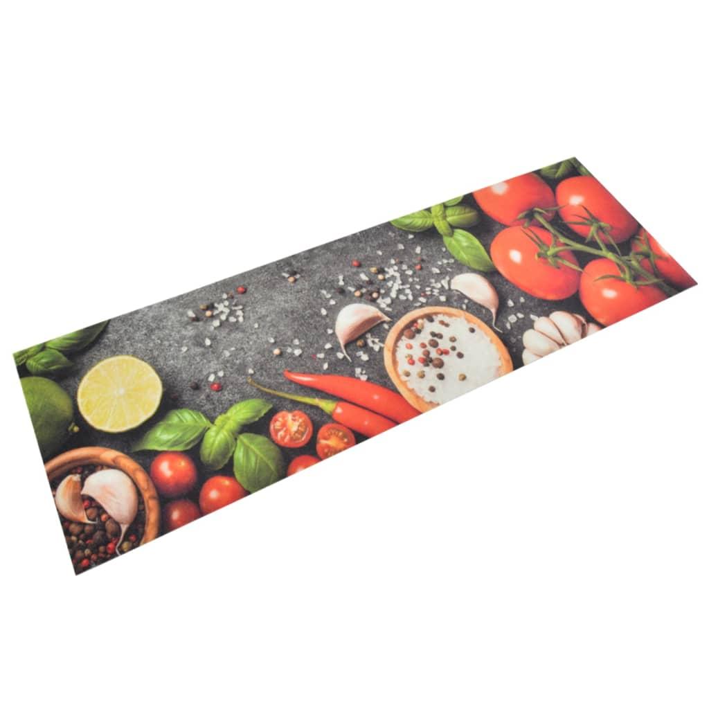 Alfombra de cocina lavable terciopelo dibujo verduras 45x150 cm