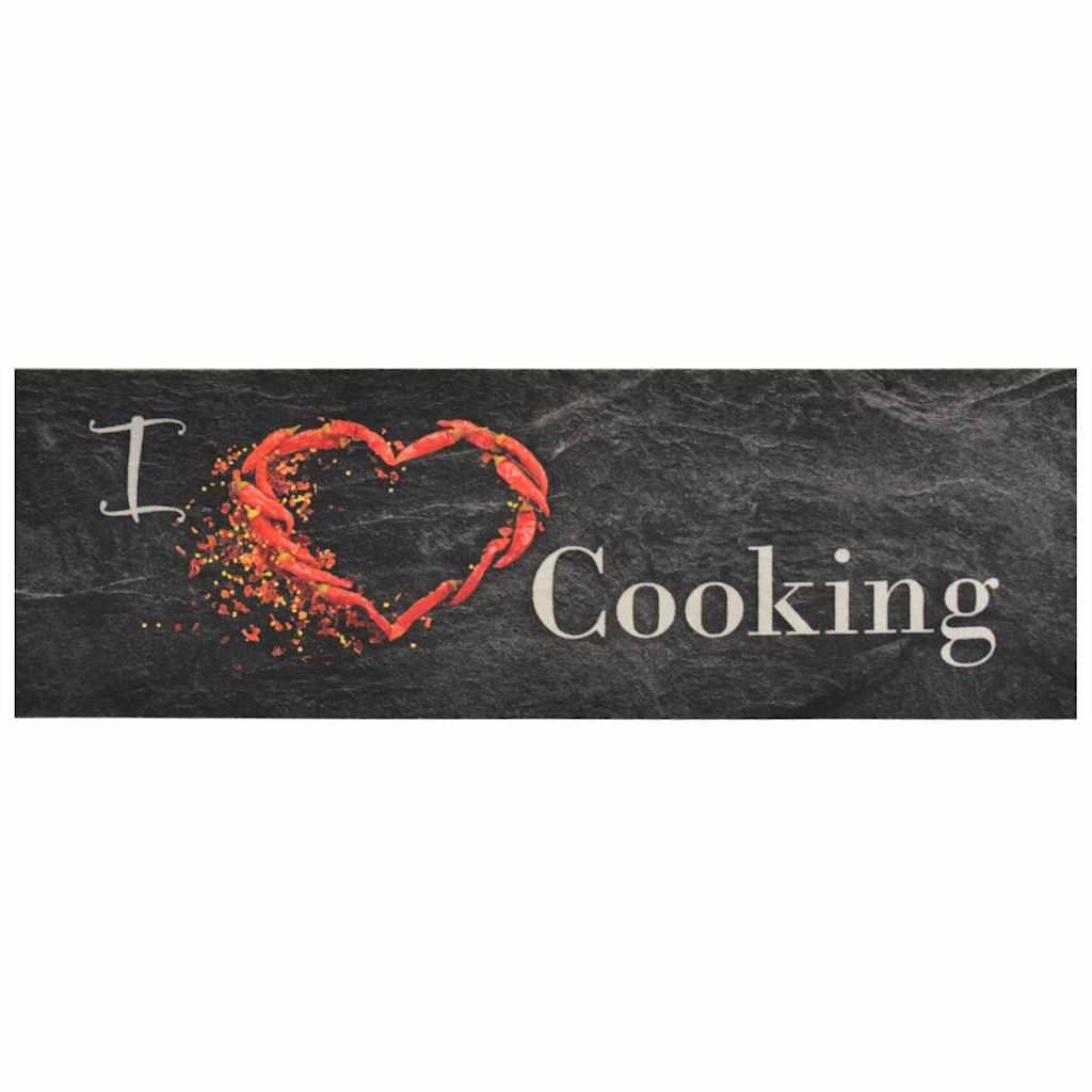 Alfombra de cocina lavable terciopelo Cooking negro 60x180 cm