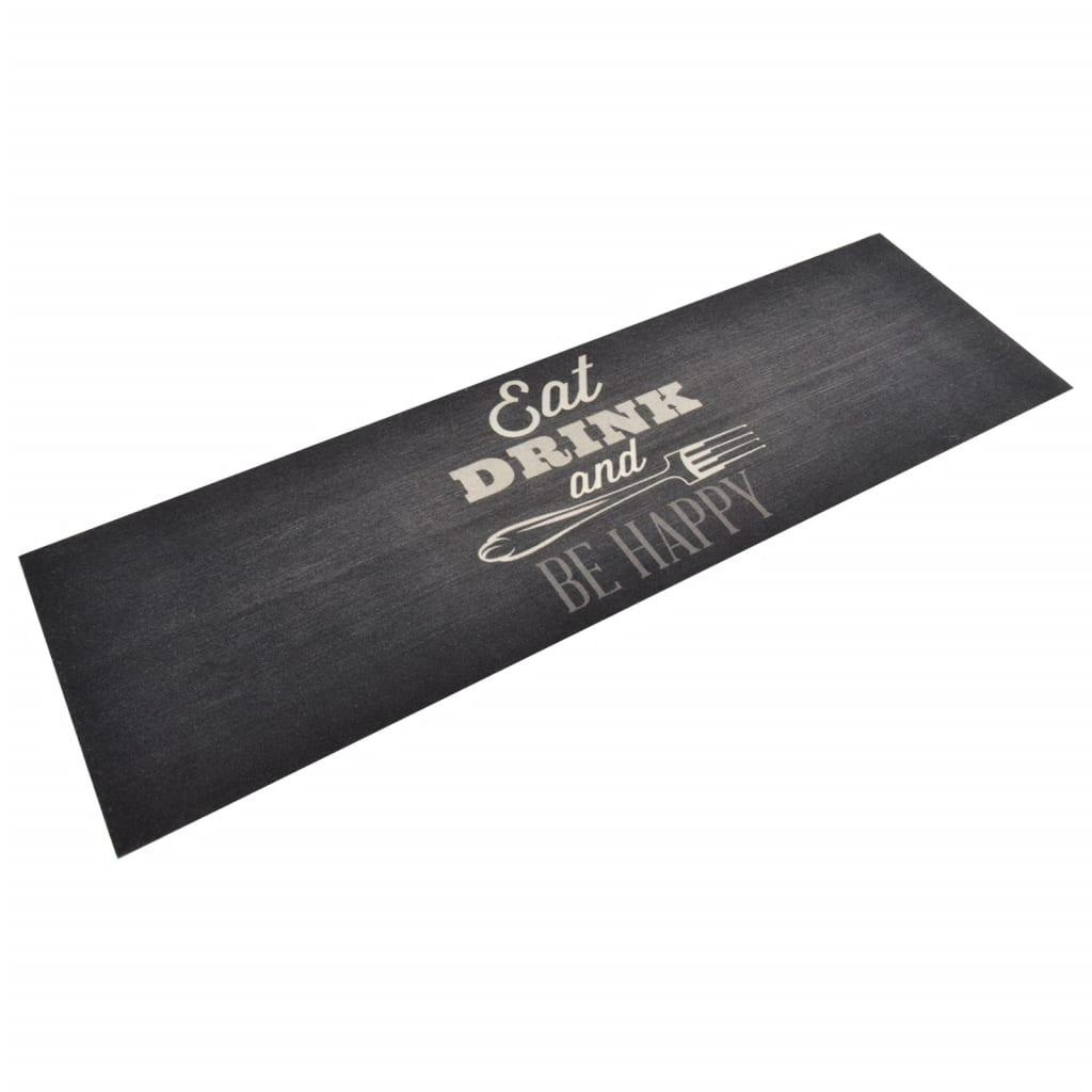 Alfombra de cocina lavable terciopelo negro 45x150 cm