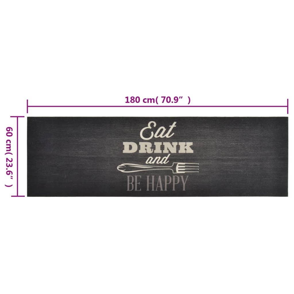 Alfombra de cocina lavable terciopelo negro 45x150 cm