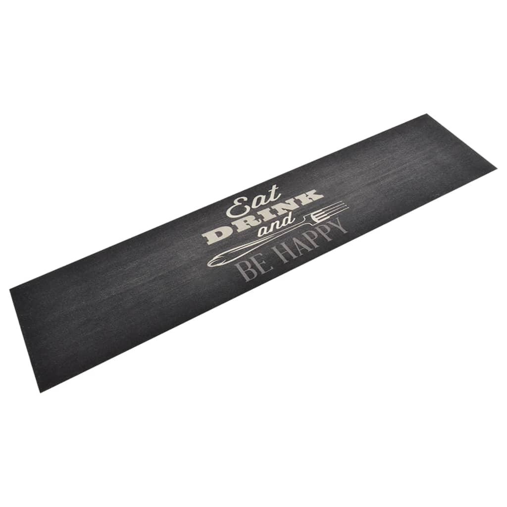 Alfombra de cocina lavable terciopelo negro 45x150 cm