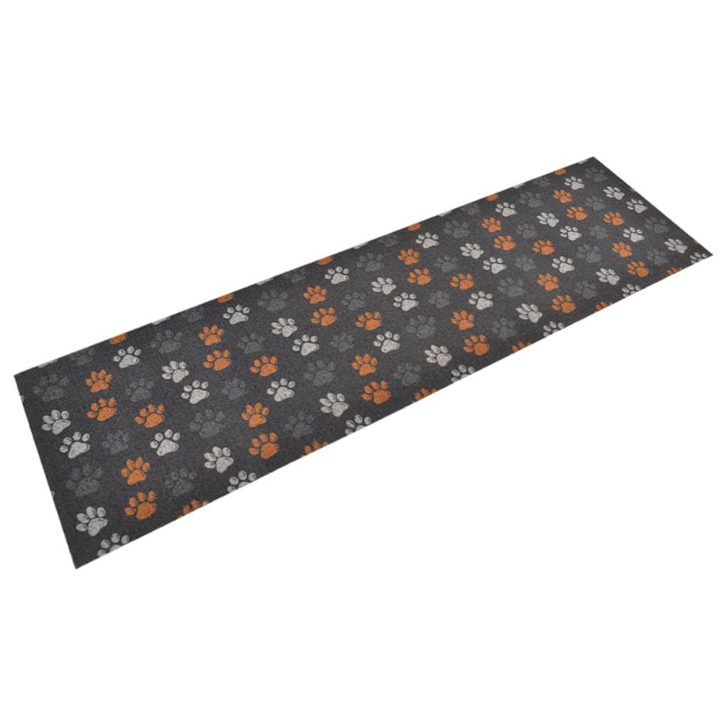 Alfombra de cocina lavable terciopelo dibujo de patas 45x150 cm