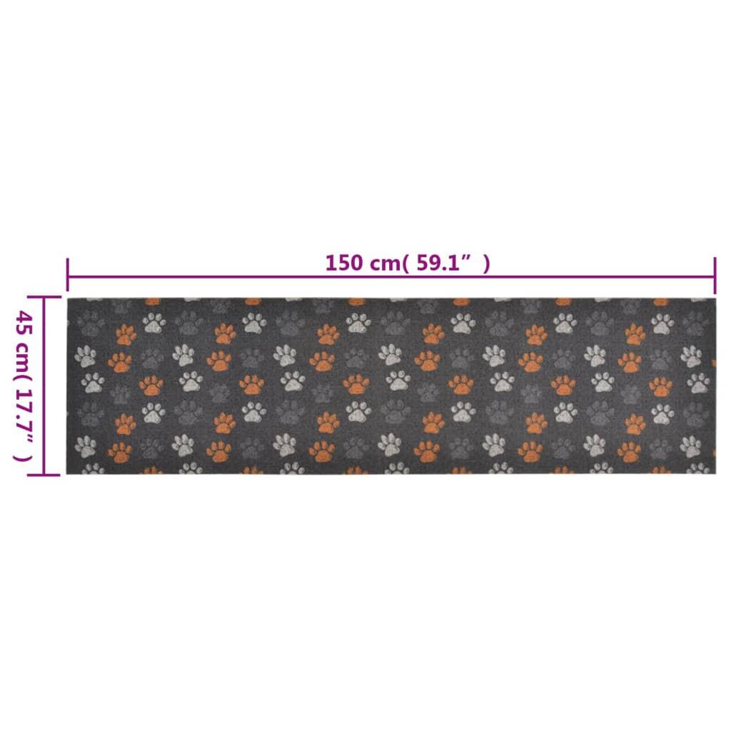 Alfombra de cocina lavable terciopelo dibujo de patas 45x150 cm