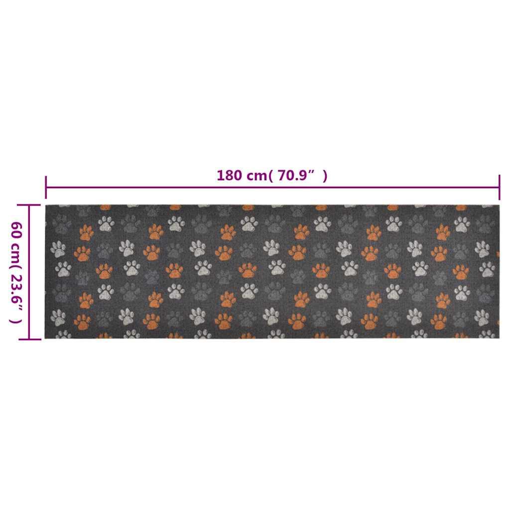Alfombra de cocina lavable terciopelo dibujo de patas 45x150 cm