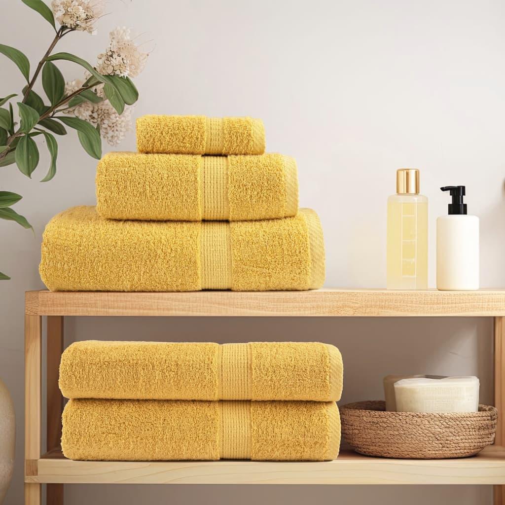 Toallas de mano premium SOLUND, 2 uds, doradas, 30 x 30 cm, 600 g/m²