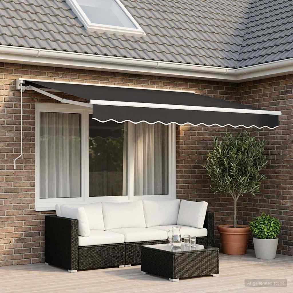Tela de repuesto para toldo gris antracita 400x350 cm poliéster