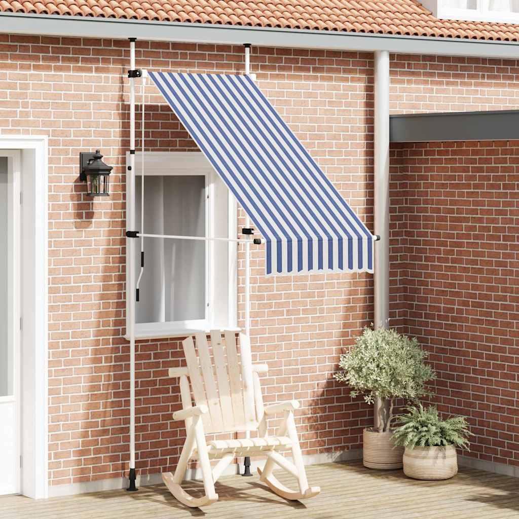 Toldo manual retráctil 100 cm naranja y blanco a rayas