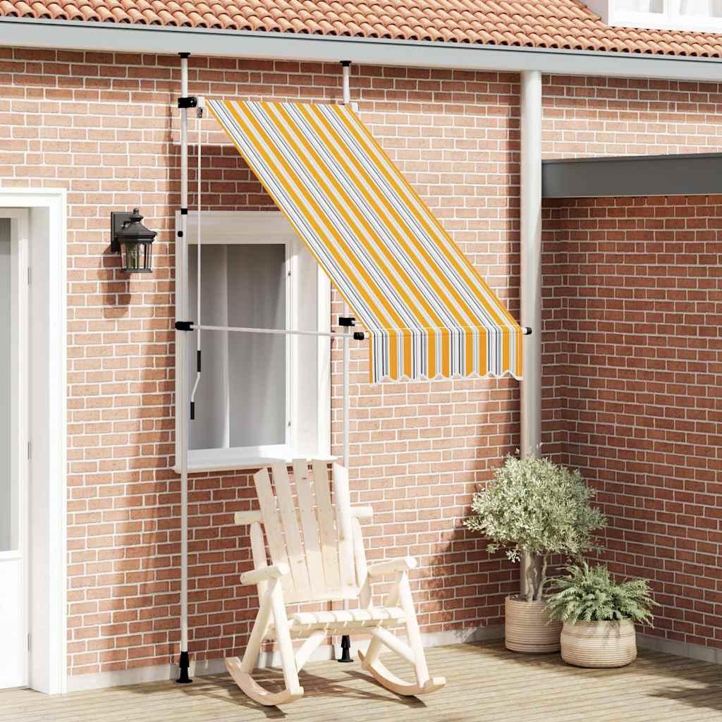 Toldo manual retráctil 100 cm naranja y blanco a rayas