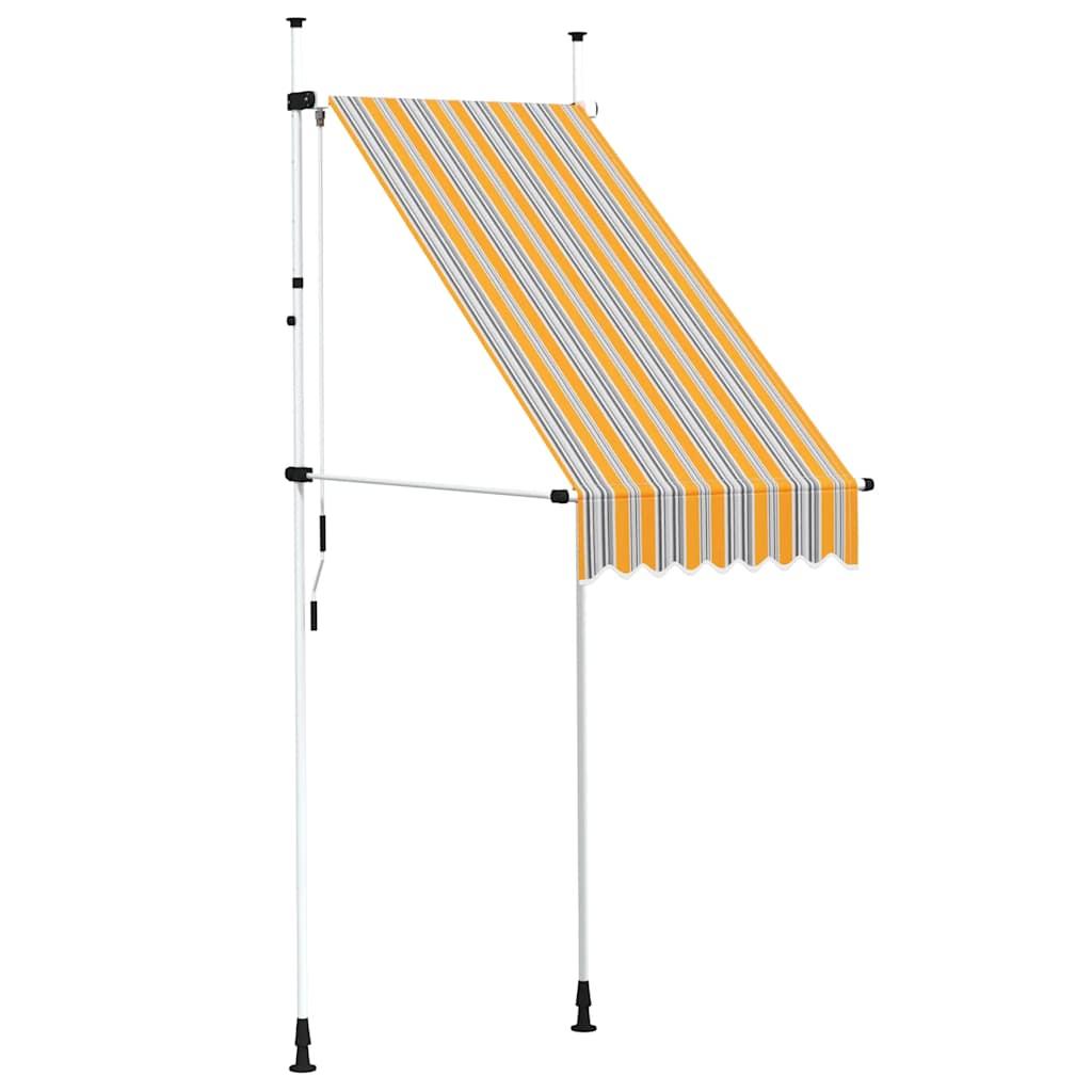 Toldo manual retráctil 100 cm naranja y blanco a rayas