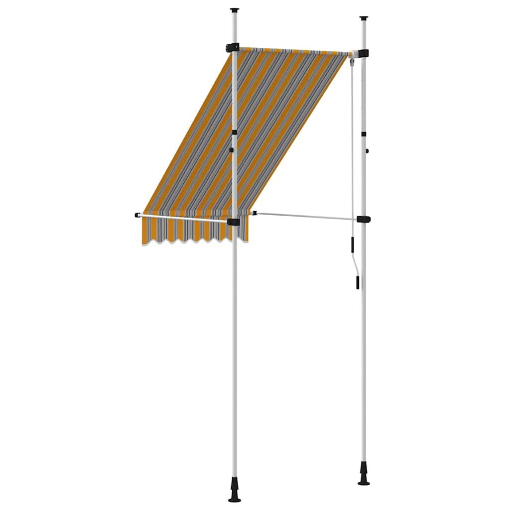 Toldo manual retráctil 100 cm naranja y blanco a rayas